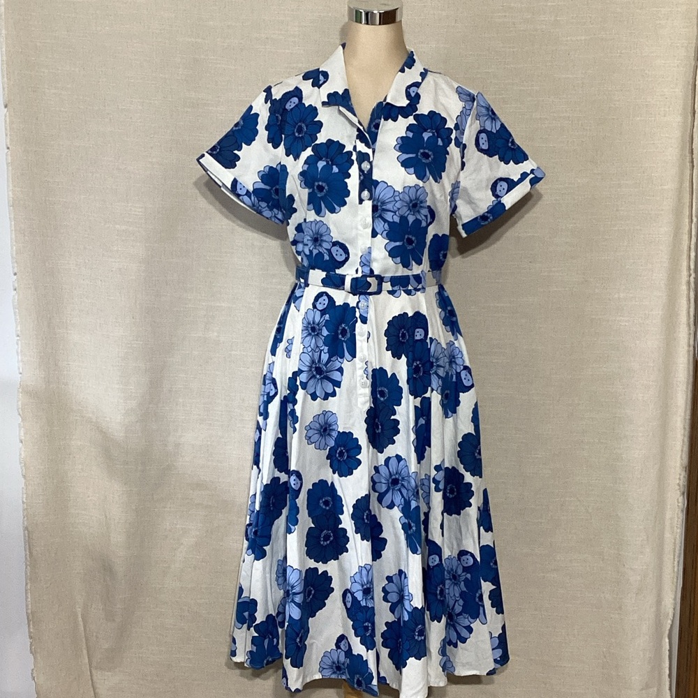 Collectfit Caterina Prickly Petals Swing Shirt Dress Floral Navy XL